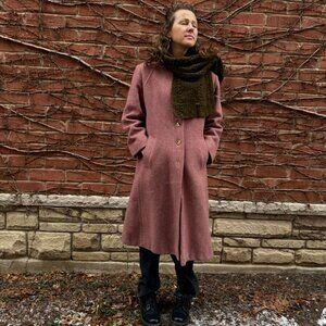 Dusty Rose Womens Vintage Wool & Mohair Pea Coat